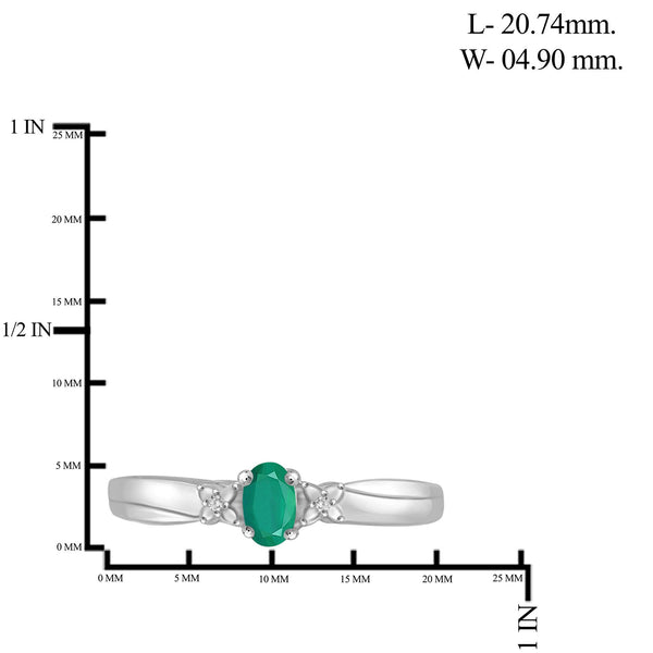 1/4 CT Emerald & White Dia Accent Sterling Silver Ring