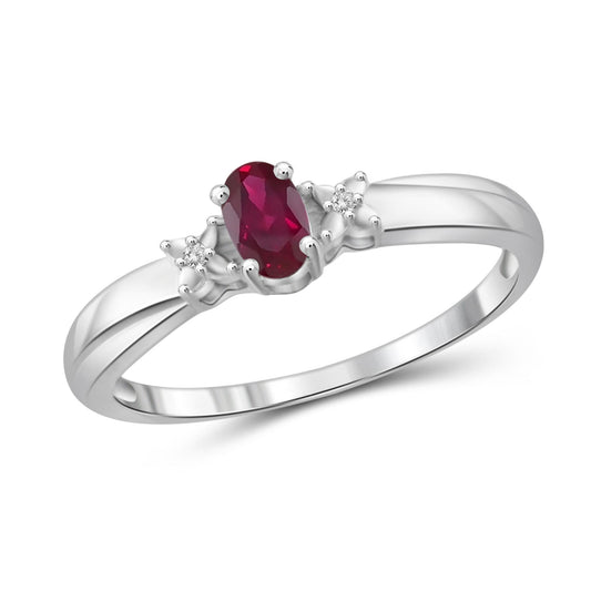 0.26 ct. T.G.W. Ruby Ring with Diamond Accent in Sterling Silver