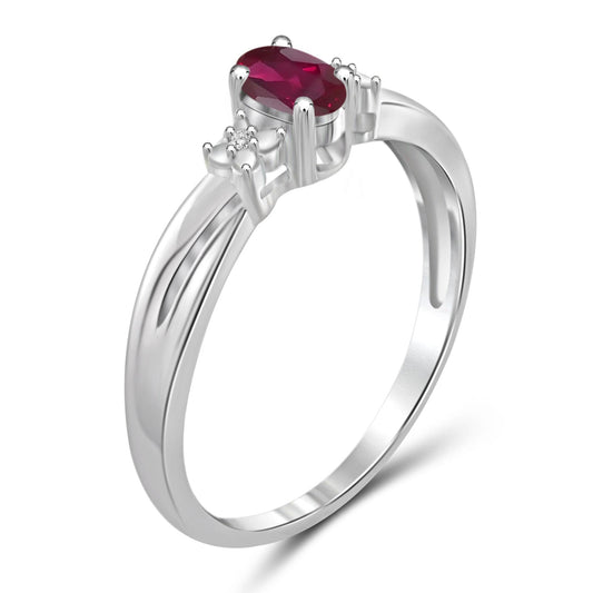 0.26 ct. T.G.W. Ruby Ring with Diamond Accent in Sterling Silver