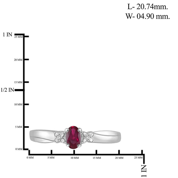 0.26 Carat Ruby Gemstone and Accent White Diamond Sterling Silver Ring
