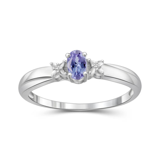 0.25 ct. T.G.W. Tanzanite Ring with Diamond Accent in Sterling Silver