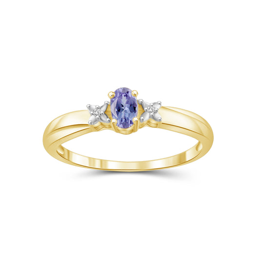0.24 ct. T.G.W. Tanzanite Ring with Diamond Accent in 14K Gold over Silver