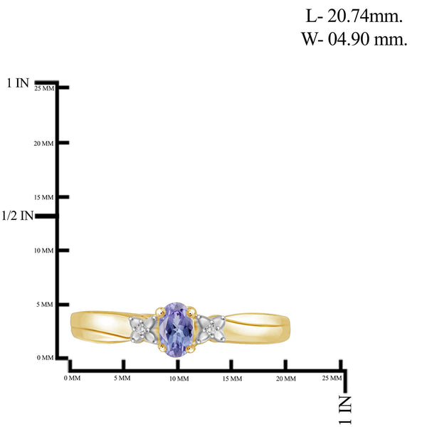 0.24 Carat Tanzanite Gemstone and Accent White Diamond 14K Gold Over Silver Ring