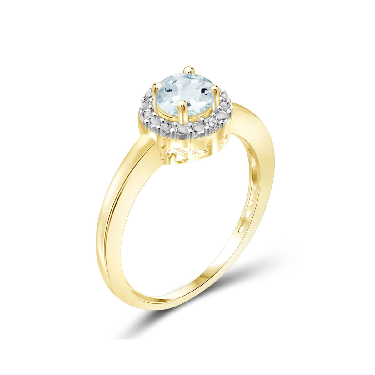 0.50 ct. T.G.W. Aquamarine Ring with Diamond Accent in 14K Gold over Silver