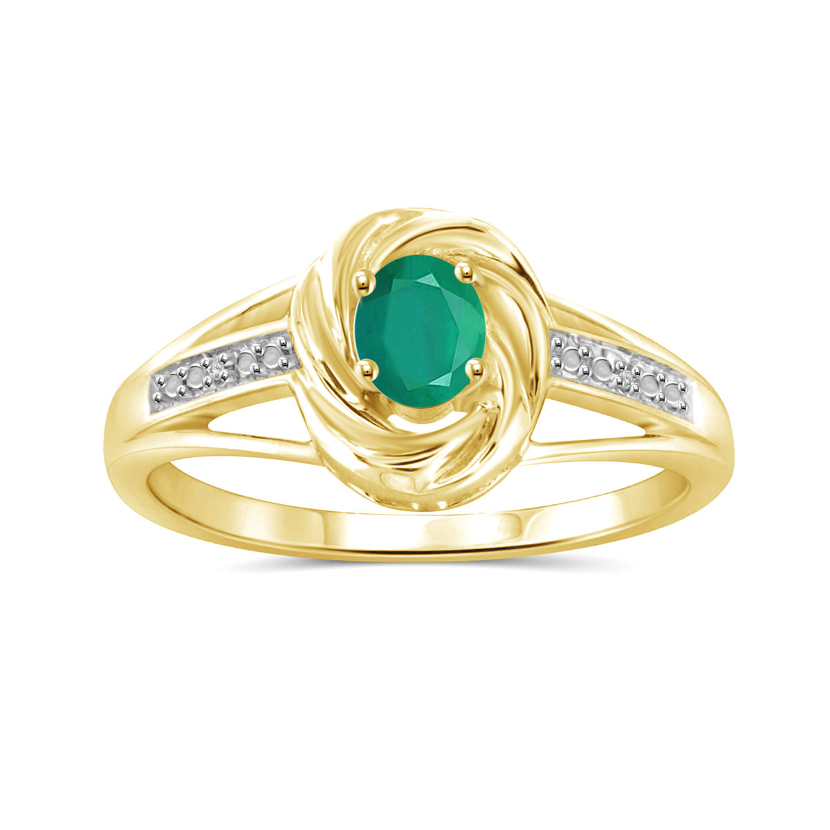 0.25 ct. T.G.W. Emerald Ring with Diamond Accent in 14K Gold over Silver