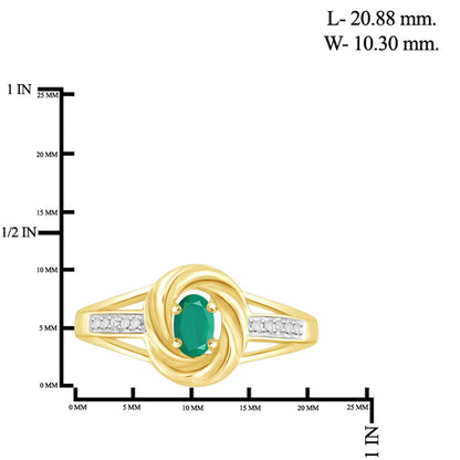 0.25 ct. T.G.W. Emerald Ring with Diamond Accent in 14K Gold over Silver