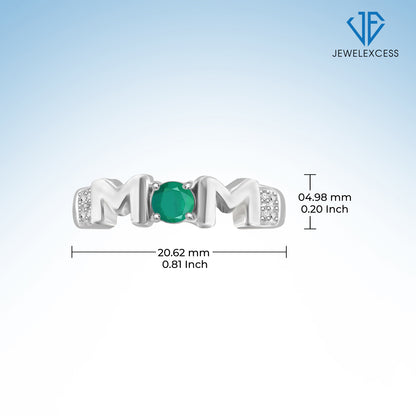 Birthstone Mother's Ring with Diamond Accents in Sterling Silver or 14K Gold over Silver