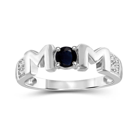1/3 Carat T.G.W. Sapphire And White Diamond Accent .925 Sterling Silver Or 14K Gold-Plated Ring