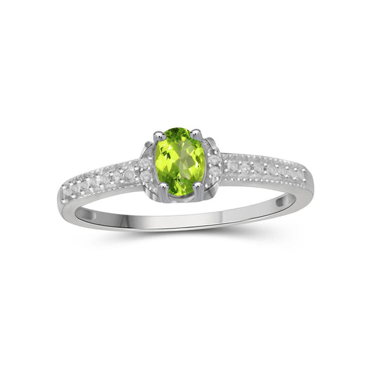 0.50 ct. T.G.W. Peridot Ring with Diamond Accent in Sterling Silver