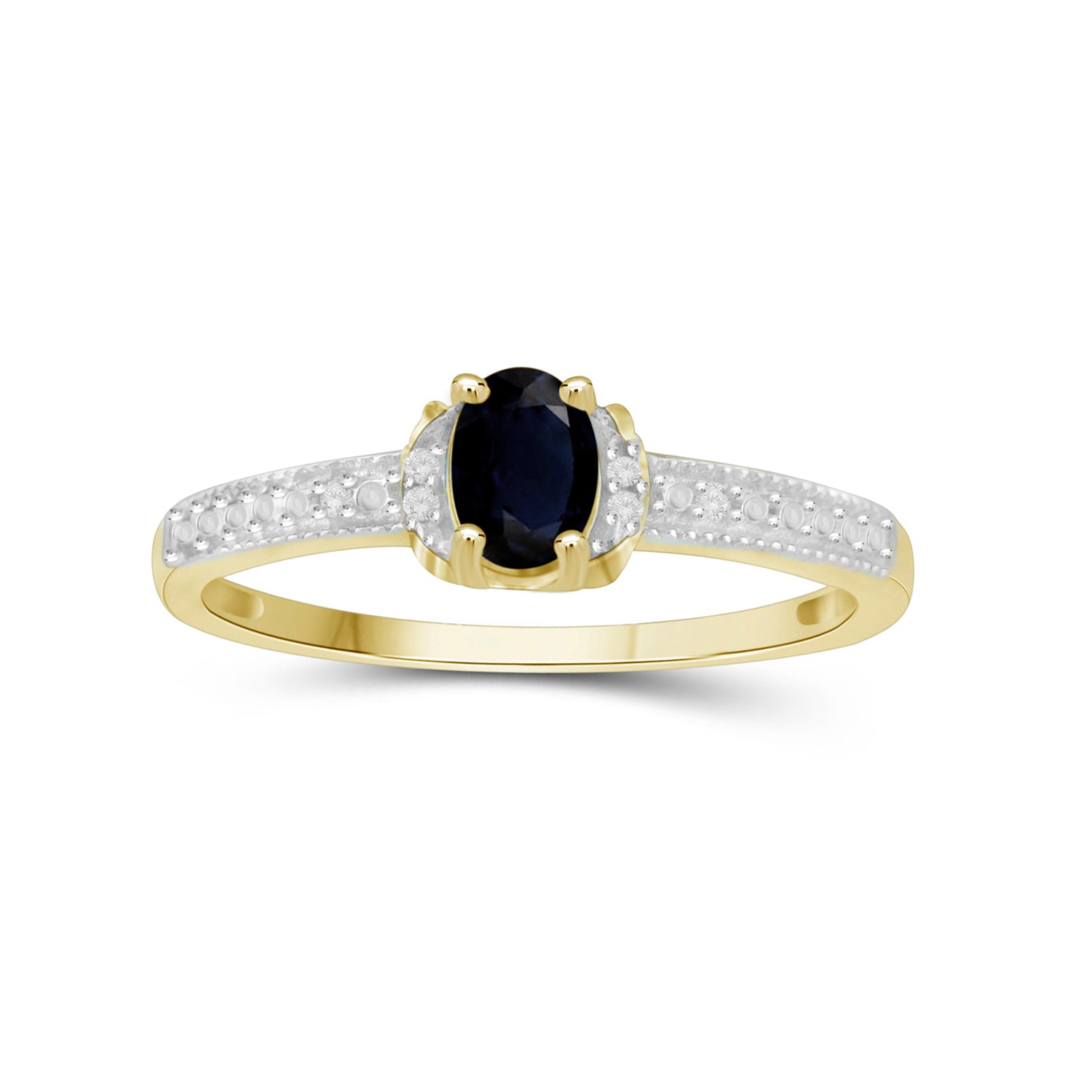0.67 Carat T.G.W. Sapphire Gemstone and Accent White Diamond 14K Gold-Plated Ring