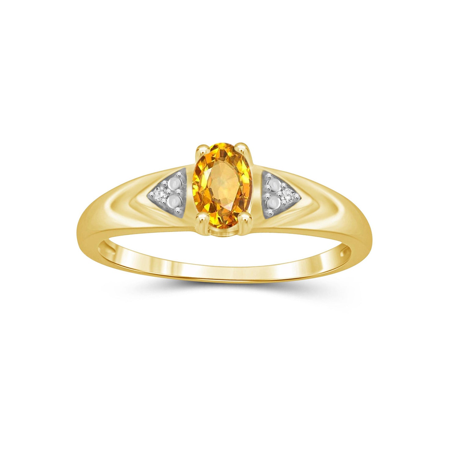 1/2ct TW Citrine and Diamond Accent 14K Gold-Plated Ring