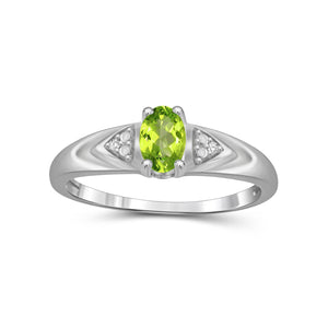 Sterling Silver 1/2ct TW Peridot and Diamond Accent Sterling Silver Ring