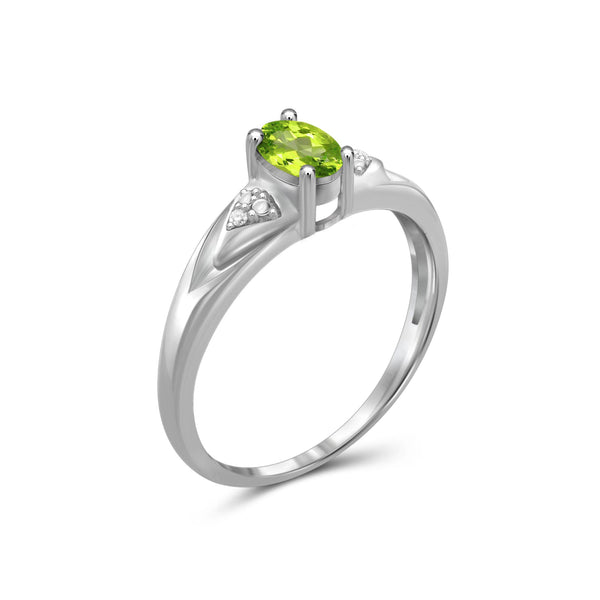 Sterling Silver 1/2ct TW Peridot and Diamond Accent Sterling Silver Ring