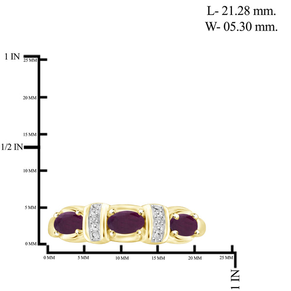 0.78 Carat Ruby Gemstone and Accent White Diamond 14K Gold-Plated Ring