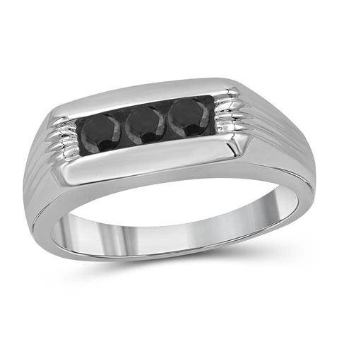 Black Diamond Rings for Men – 1/2 CTTW Genuine Black Diamond Ring for Men – Hypoallergenic Sterling Silver or 14K Gold over Silver Ring Men – Real Diamond Mens Rings Fashion Statement Ring – Luxurious Gifts for Him