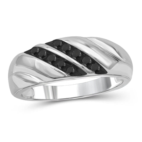 Black Diamond Rings for Men – 1/4 CTTW Genuine Black Diamond Ring for Men – Hypoallergenic Sterling Silver or 14K Gold over Silver Ring Men – Real Diamond Mens Rings Fashion Statement Ring – Luxurious Gifts for Him