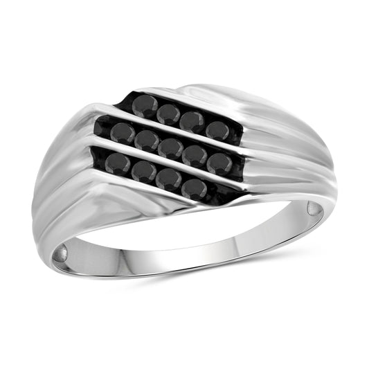 Men's 1/4 ct. T.W. Black Diamond Ring in Sterling Silver or 14K Gold over Silver