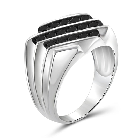 Men's 1 ct. T.W. Black Diamond Ring in Sterling Silver