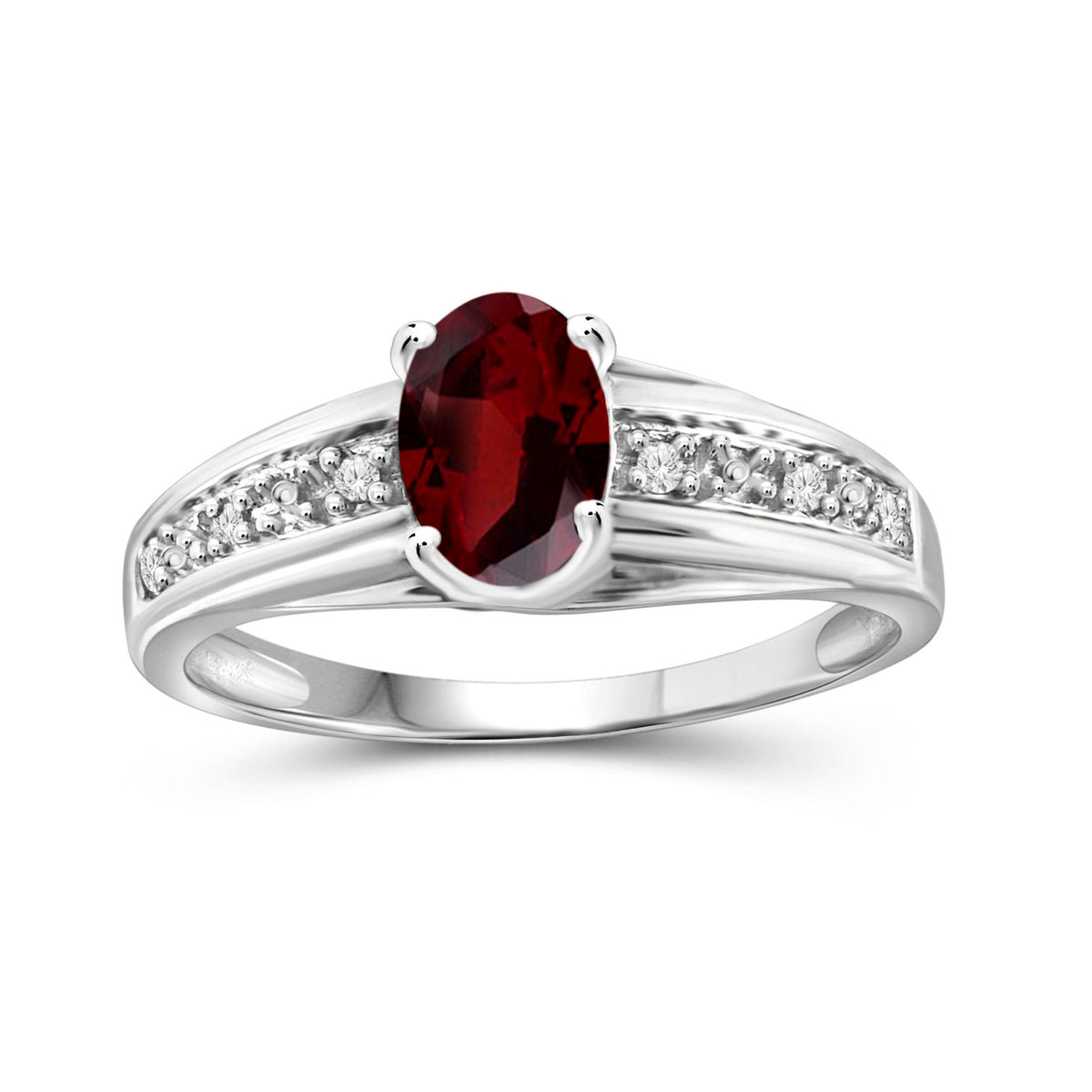 1 ct. T.G.W. Garnet Ring with Diamond Accent in Sterling Silver