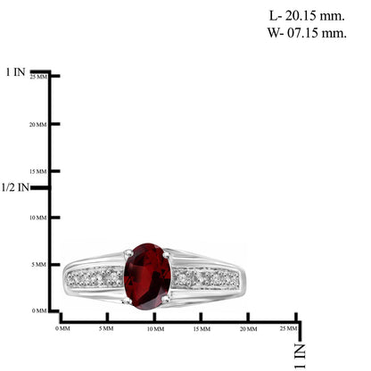 1 ct. T.G.W. Garnet Ring with Diamond Accent in Sterling Silver