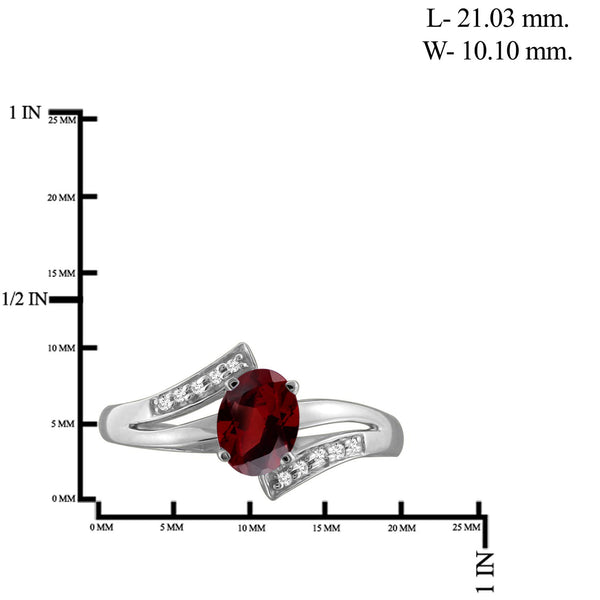 1.00 Carat T.G.W. Garnet Gemstone and 1/20 Carat White Diamond Sterling Silver Or 14K Gold Over Silver Ring
