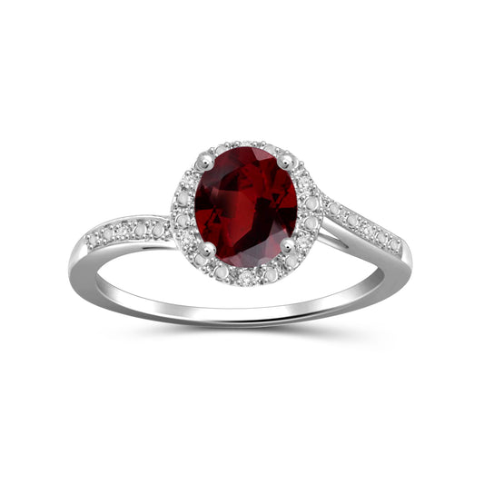 1 ct. T.G.W. Garnet Ring with Diamond Accent in Sterling Silver