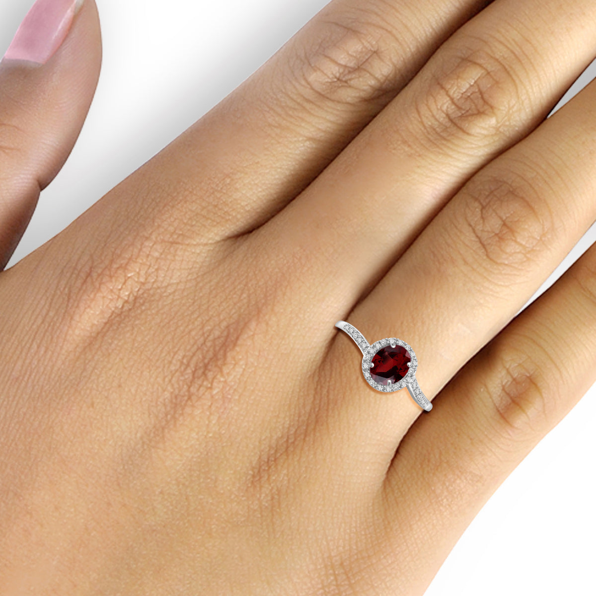 1 ct. T.G.W. Garnet Ring with Diamond Accent in Sterling Silver