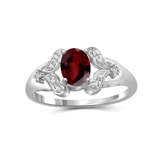 1 ct. T.G.W. Garnet Ring with Diamond Accent in Sterling Silver