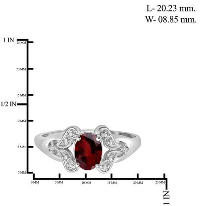 1 ct. T.G.W. Garnet Ring with Diamond Accent in Sterling Silver
