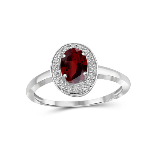 1 ct. T.G.W. Garnet Ring with Diamond Accent in Sterling Silver