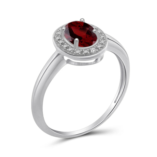 1 ct. T.G.W. Garnet Ring with Diamond Accent in Sterling Silver