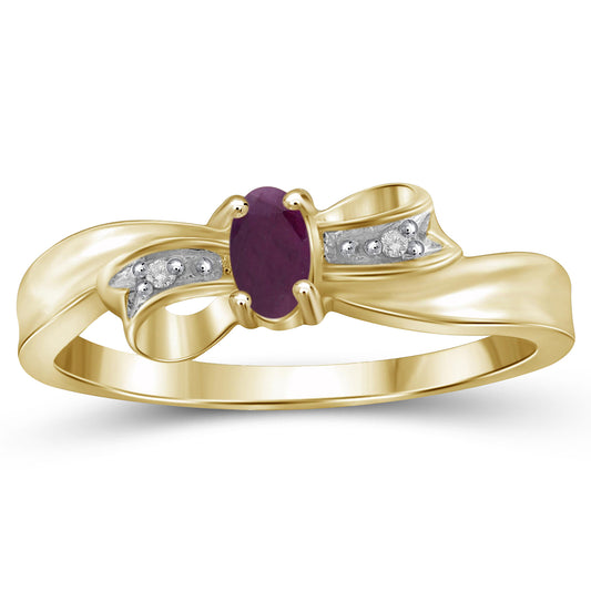 0.15 ct. T.G.W. Ruby Ring with Diamond Accent in 14K Gold over Silver