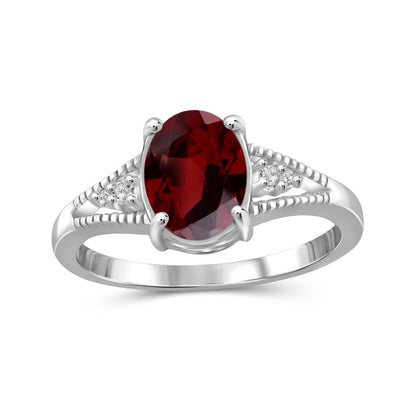 1.60 ct. T.G.W. Garnet Ring with Diamond Accent in Sterling Silver