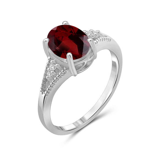 1.60 ct. T.G.W. Garnet Ring with Diamond Accent in Sterling Silver