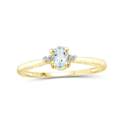 0.20 ct. T.G.W. Aquamarine Ring with Diamond Accent in 14K Gold over Silver