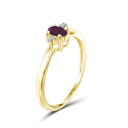 0.25 ct. T.G.W. Ruby Ring with Diamond Accent in 14K Gold over Silver
