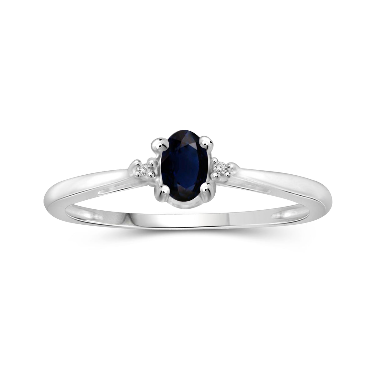 0.33 ct. T.G.W. Sapphire Ring with Diamond Accent in Sterling Silver