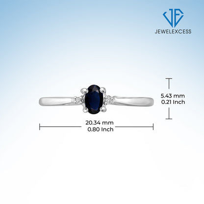 0.33 ct. T.G.W. Sapphire Ring with Diamond Accent in Sterling Silver