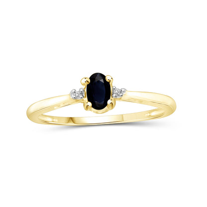 0.33 ct. T.G.W. Sapphire Ring with Diamond Accent in 14K Gold over Silver