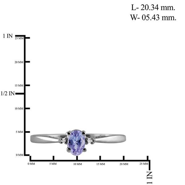 0.24 Carat Tanzanite Gemstone and Accent White Diamond Sterling Silver Ring