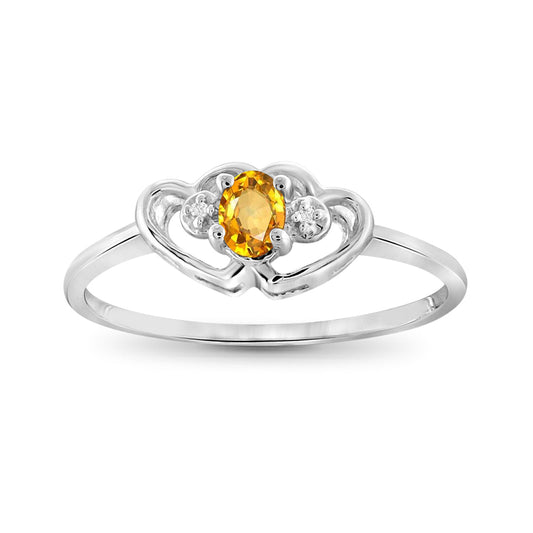 0.20 ct. T.G.W. Citrine Ring with Diamond Accent in Sterling Silver