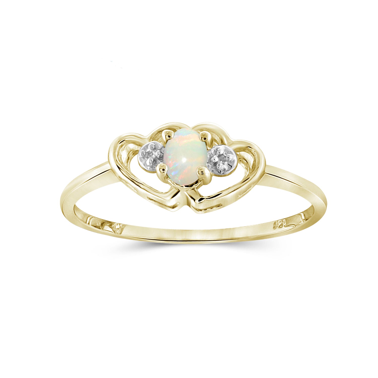 0.10 Carat T.G.W. Opal Gemstone and White Diamond Accent 14K Gold-plated Ring