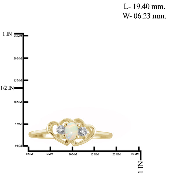 0.10 Carat T.G.W. Opal Gemstone and White Diamond Accent 14K Gold-plated Ring