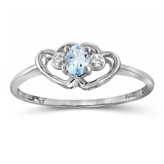 0.15 ct. T.G.W. Aquamarine Ring with Diamond Accent in Sterling Silver or 14K Gold over Silver