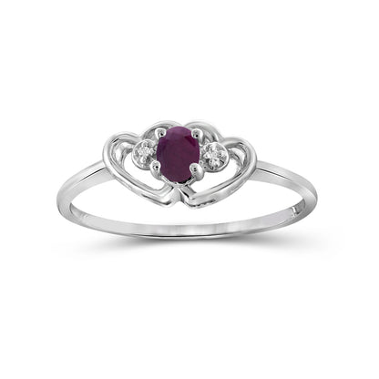 0.20 ct. T.G.W. Ruby Ring with Diamond Accent in Sterling Silver