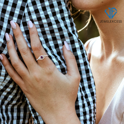 0.20 ct. T.G.W. Ruby Ring with Diamond Accent in Sterling Silver