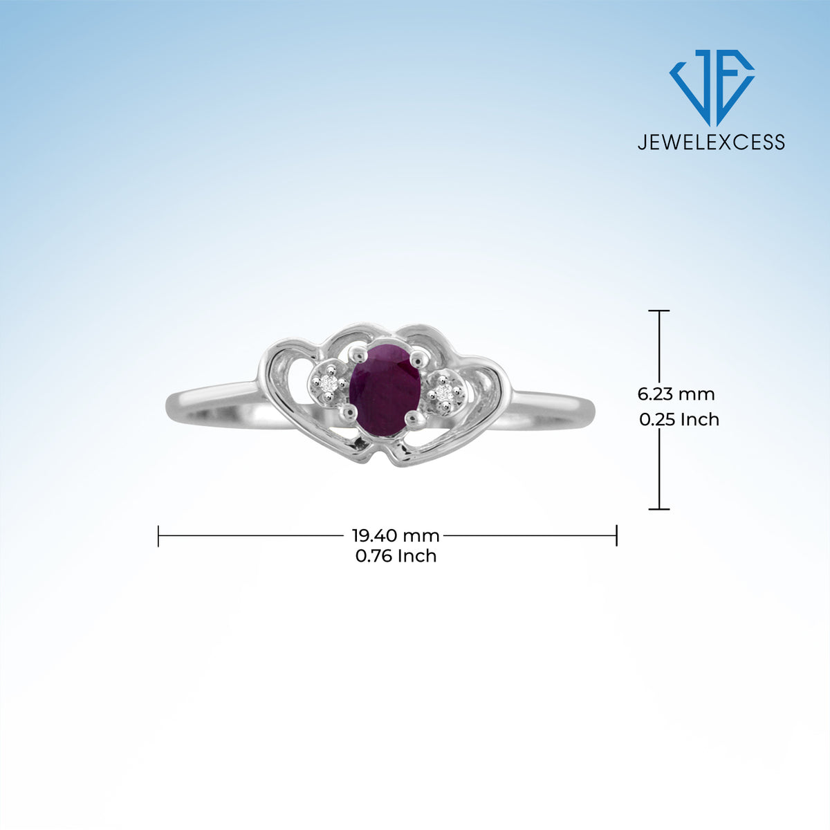 0.20 ct. T.G.W. Ruby Ring with Diamond Accent in Sterling Silver