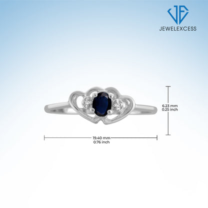 0.25 ct. T.G.W. Sapphire Ring with Diamond Accent in Sterling Silver
