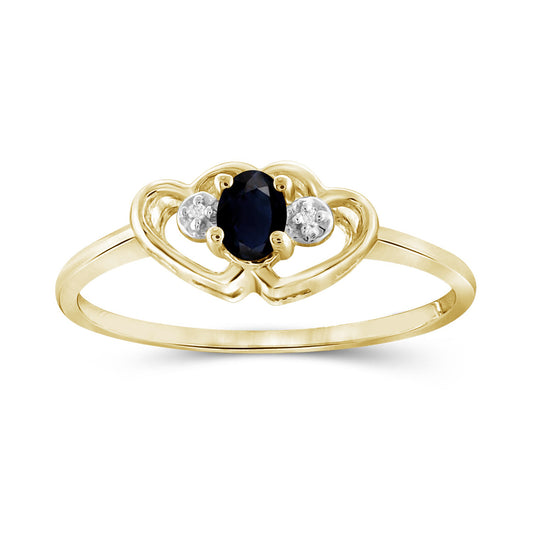 0.25 ct. T.G.W. Sapphire Ring with Diamond Accent in 14K Gold over Silver