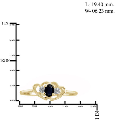 0.25 ct. T.G.W. Sapphire Ring with Diamond Accent in 14K Gold over Silver